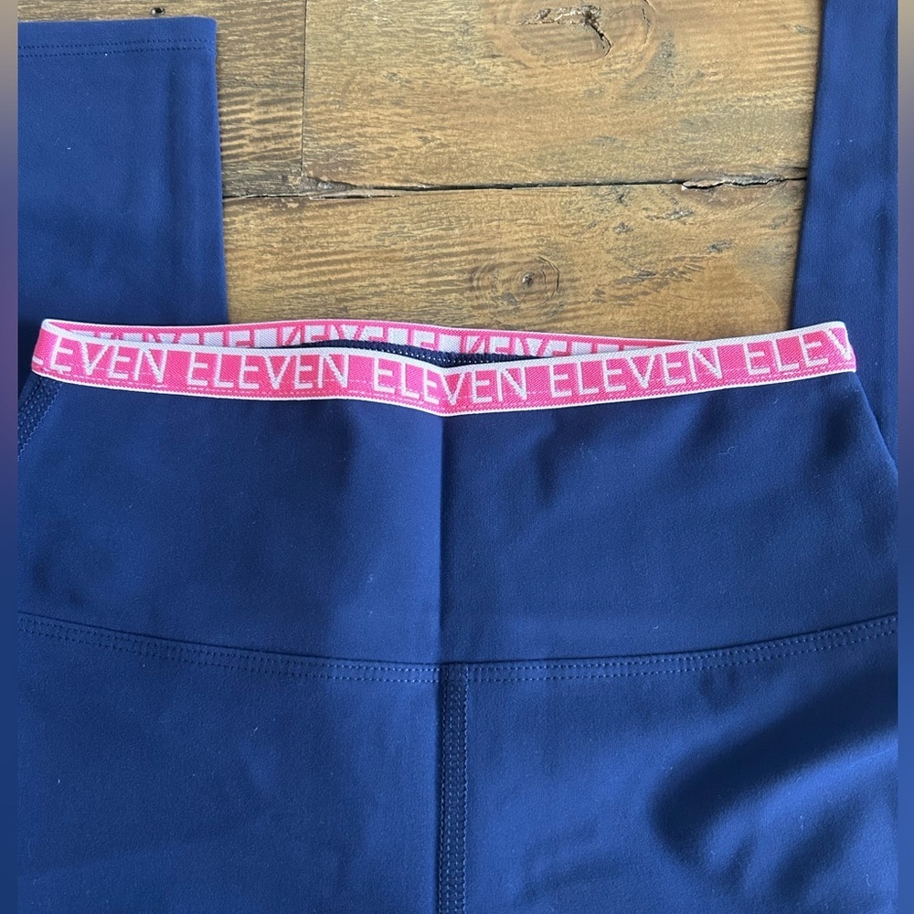ELEVEN By Venus Williams Blue Leggings with pink elastic logo trim NWT Sz XS - Picture 8 of 11